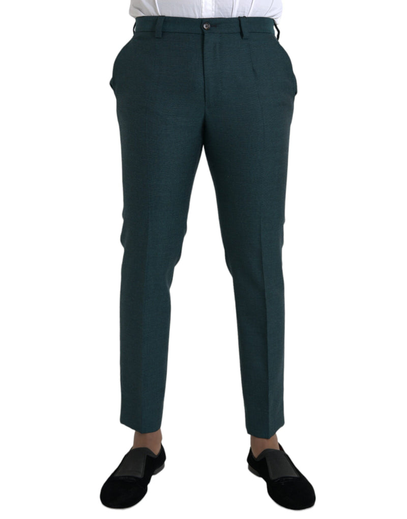 Dolce & Gabbana Green Wool Skinny Slim Dress Men's Pants