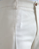 Dolce & Gabbana White Wool Wide Leg Mid Waist Men's Pants
