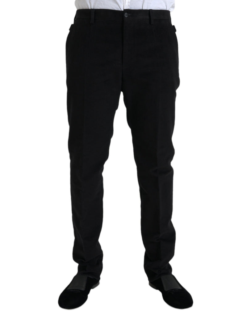 Dolce & Gabbana Black Cotton Velvet Skinny Men's Pants
