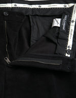 Dolce & Gabbana Black Cotton Velvet Skinny Men's Pants