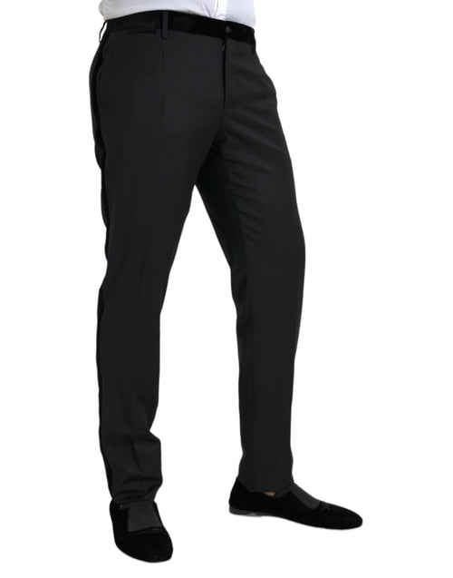 Dolce & Gabbana Black Silk Men Skinny Dress Men's Pants