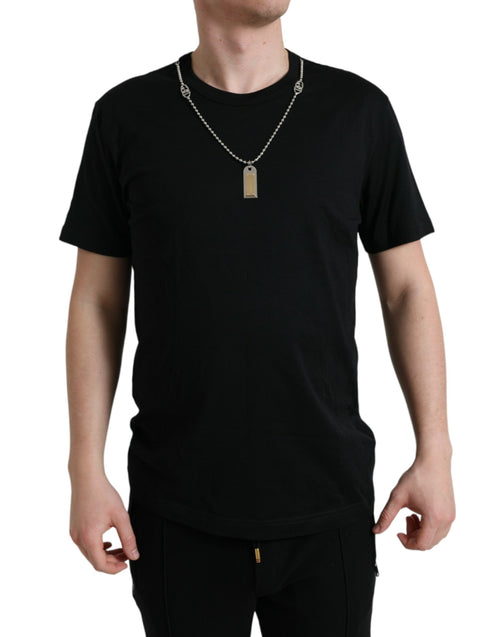 Dolce & Gabbana Black Cotton Round Neck Men's T-shirt