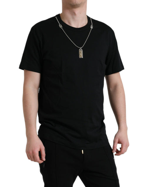 Dolce & Gabbana Black Cotton Round Neck Men's T-shirt - LUX LAIR