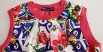 Dolce & Gabbana Multicolor Majolica Floral Crew Neck Tank Women's Top