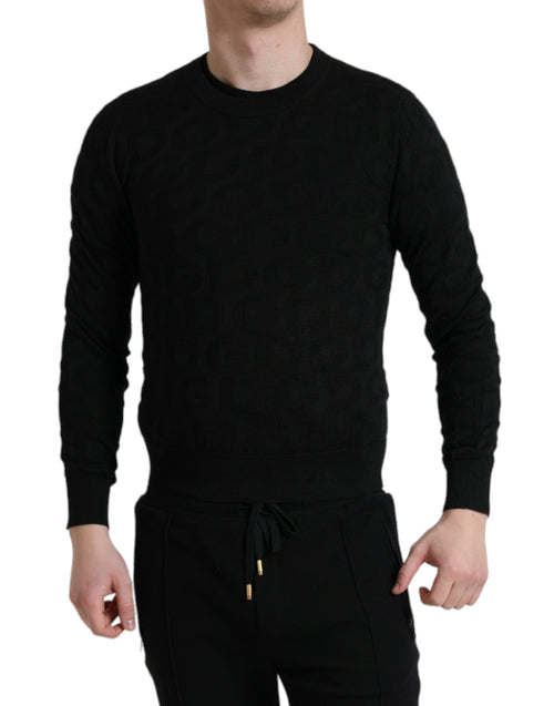 Best Dolce & Gabbana Black Silk Crew Neck Men Pullover Sweater