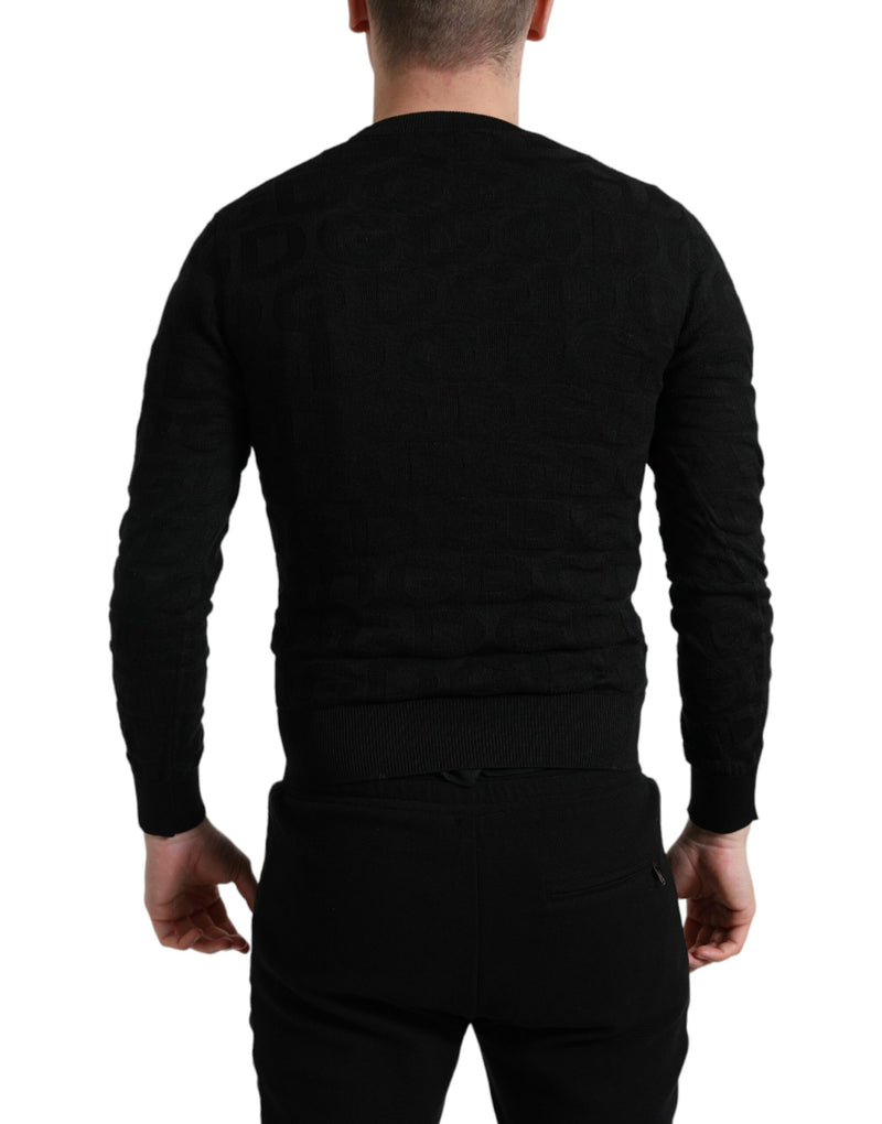 Stylish Dolce & Gabbana Black Silk Crew Neck Men Pullover Sweater
