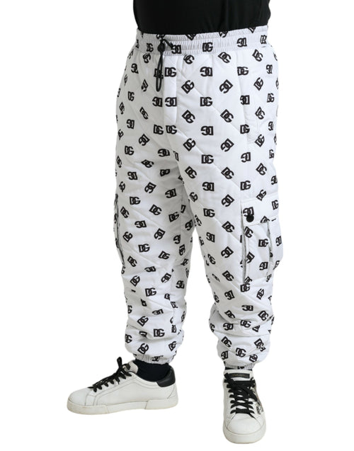Dolce & Gabbana Chic White Jogger Pants with Iconic DG Men's Print