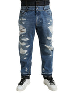 Dolce & Gabbana Chic Skinny Tattered Denim Men's Jeans