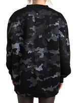 Dolce & Gabbana Black Camouflage Round Neck Sweatshirt Women's Sweater