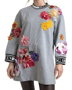Dolce & Gabbana Gray DG Amore Queen Floral Pullover Women's Sweater