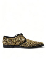 Dolce & Gabbana Elegant Gold Black Suede Derby Dress Men's Shoes