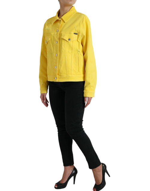 Dolce & Gabbana Yellow Cotton DENIM Jeans Button Coat Women's Jacket