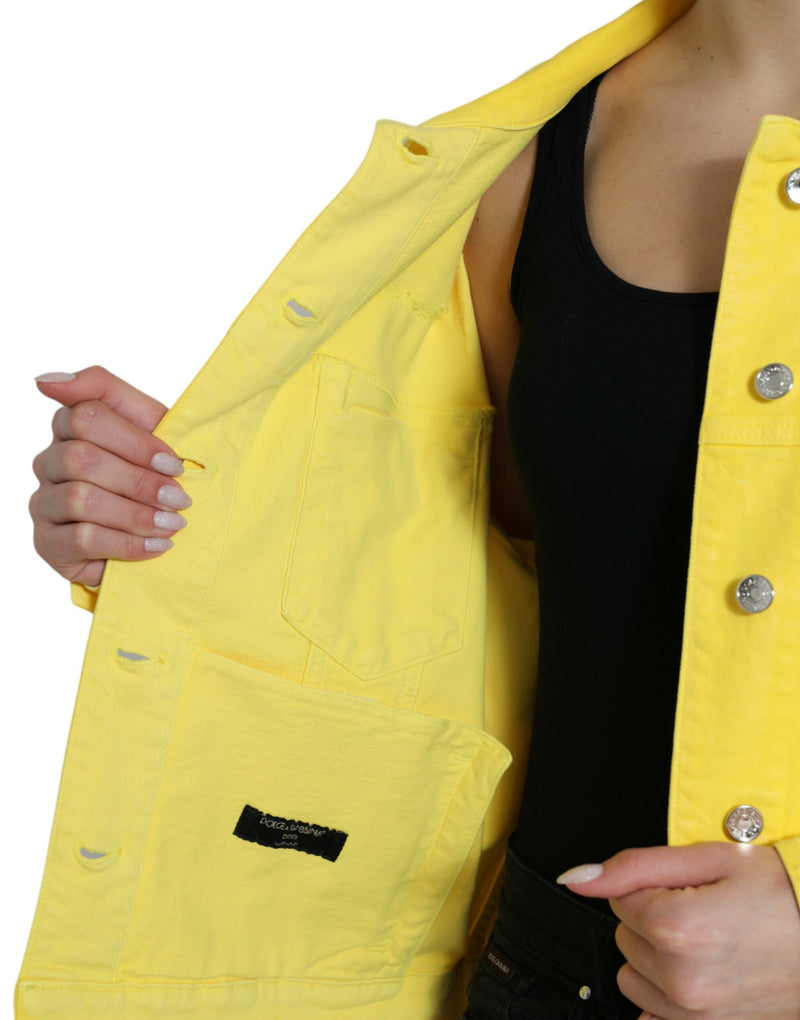 Dolce & Gabbana Chic Yellow Denim Button-Down Women's Jacket