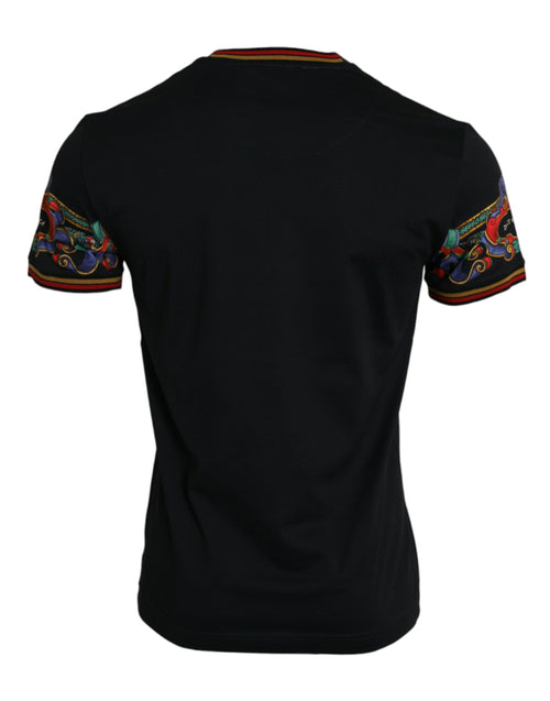 Dolce & Gabbana Black Logo Print Cotton Crew Neck Men's T-shirt