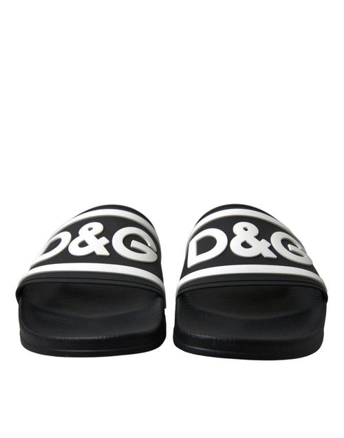 Dolce & Gabbana Black Rubber Sandals Slippers Beachwear Men Men's Shoes