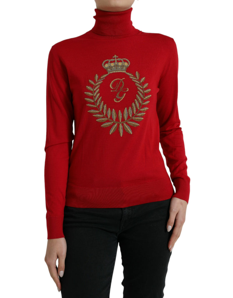 Dolce & Gabbana Elegant Red Turtleneck Wool Blend Women's Sweater