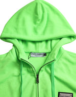 Dolce & Gabbana Neon Green Hooded Full Zip Top Men's Sweater