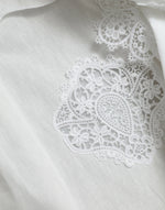 Dolce & Gabbana Elegant White Lace Trim Blouse Women's Top