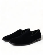 Dolce & Gabbana Elevated Black Velvet Loafers for Men's Men