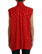 Dolce & Gabbana Elegant Polka Dot Sleeveless Silk Women's Blouse