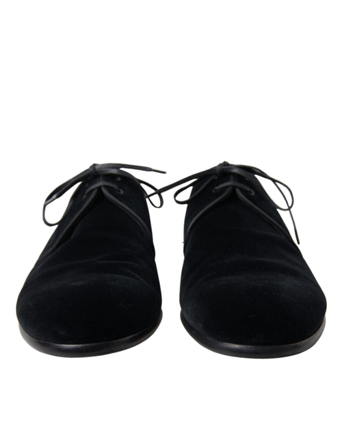 Dolce & Gabbana Elegant Black Velvet Derby Dress Men's Shoes
