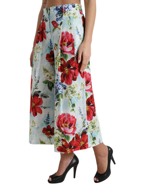 Dolce & Gabbana Floral High Waist Wide Leg Women's Pants