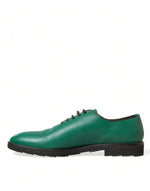 Dolce & Gabbana Elegant Green Leather Oxford Dress Men's Shoes