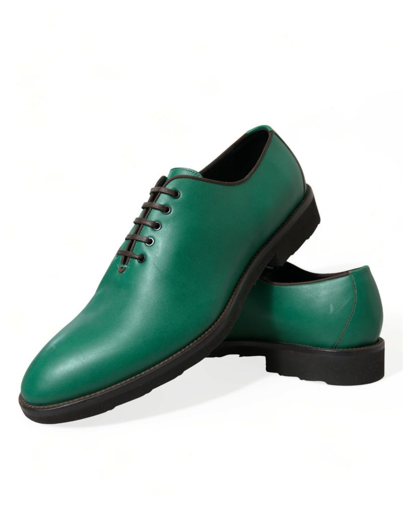 Dolce & Gabbana Elegant Green Leather Oxford Dress Men's Shoes