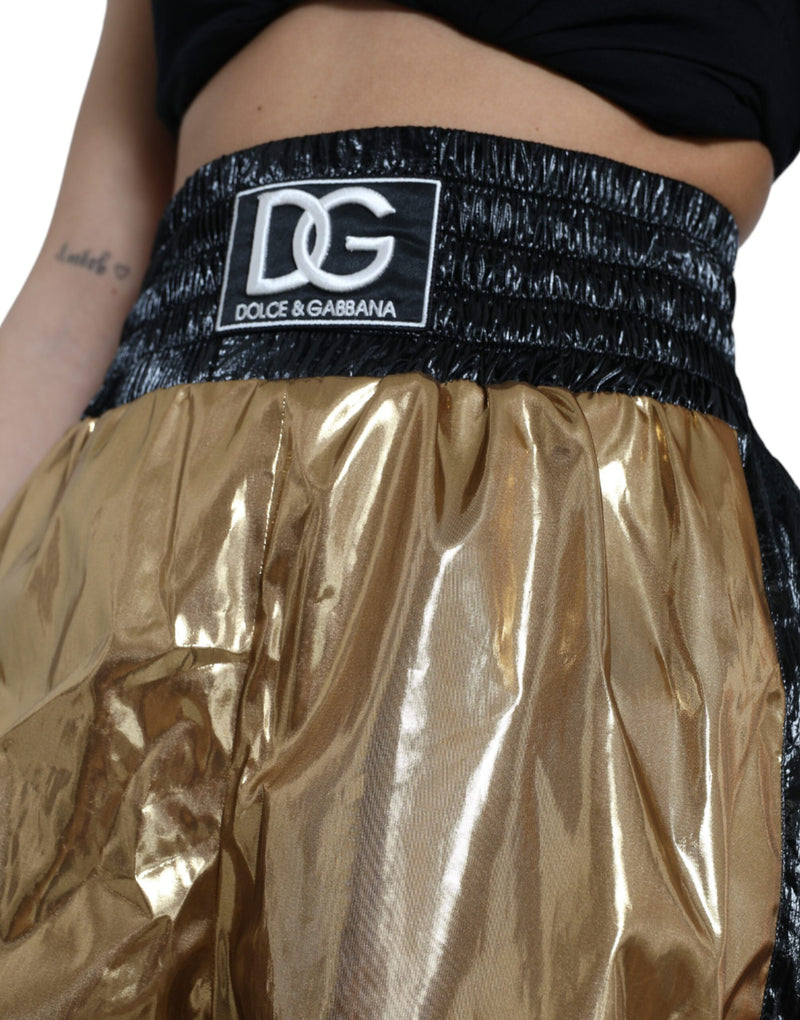 Dolce & Gabbana Elegant High Waist Metallic Gold Women's Shorts
