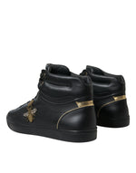 Dolce & Gabbana Elegant Black Mid-Top Leather Men's Sneakers