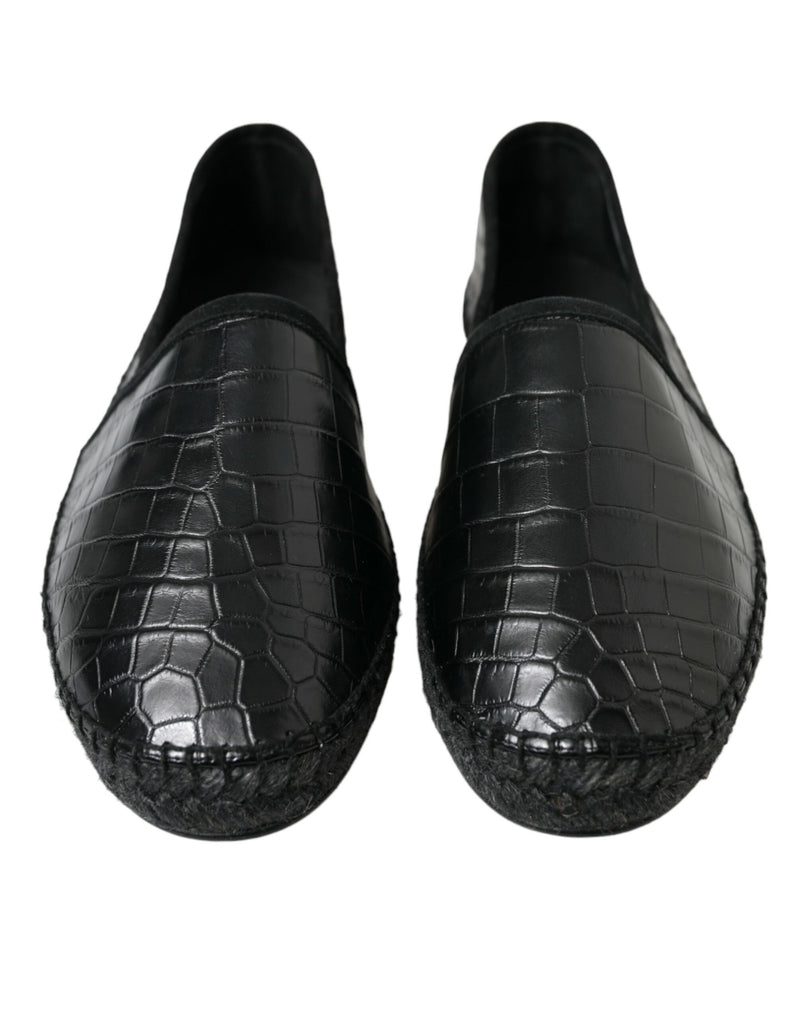 Dolce & Gabbana Exotic Black Leather Men's Espadrilles