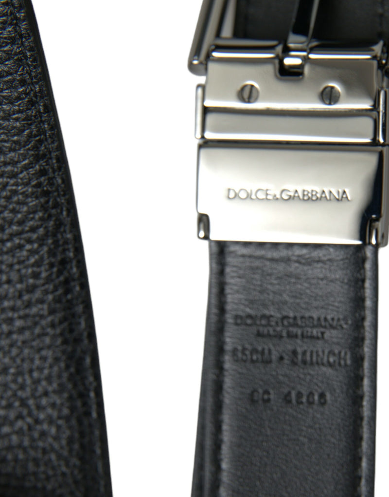 Dolce & Gabbana Elegant Leather Belt with Metal Men's Buckle