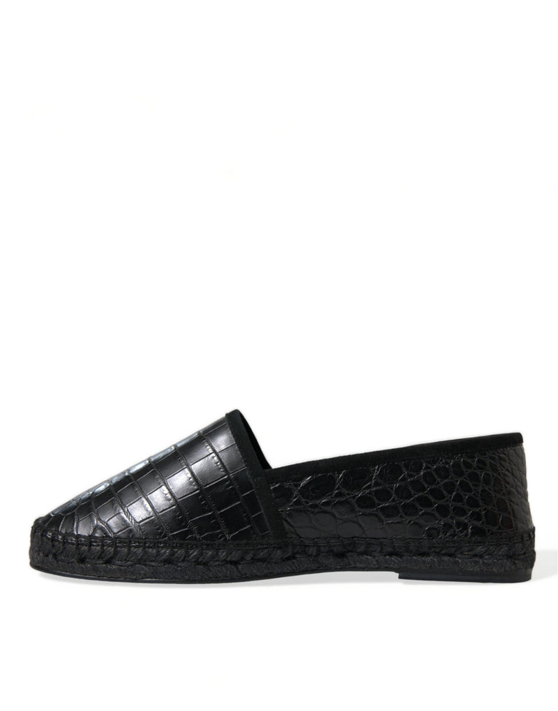 Dolce & Gabbana Exotic Black Leather Men's Espadrilles
