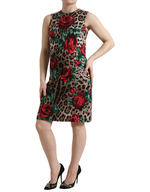 Dolce & Gabbana Elegant Leopard Floral A-Line Women's Dress
