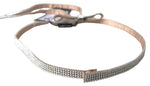 Dolce & Gabbana Beige Silk Clear Crystal Bow Waist Women's Belt