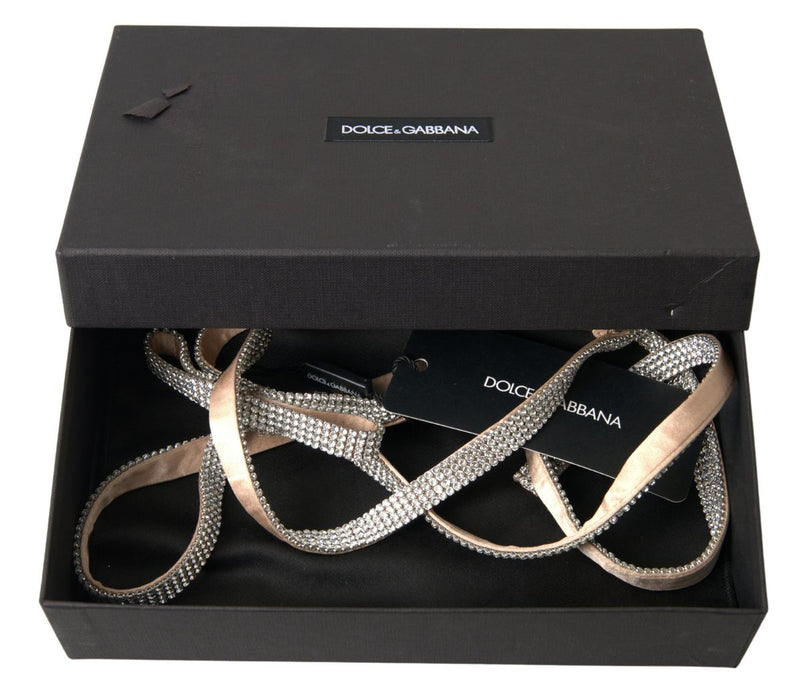 Dolce & Gabbana Elegant Crystal Skinny Silk Bow Women's Belt