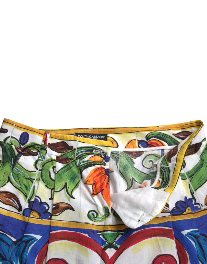Dolce & Gabbana Majolica Print Tapered Cotton Women's Pants