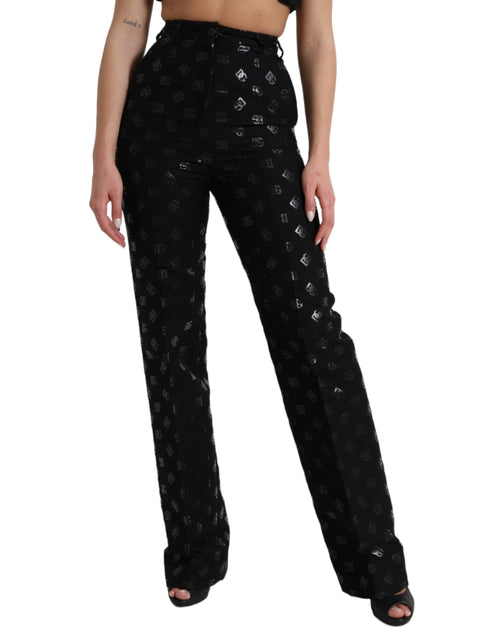 Dolce & Gabbana Chic High Waist Straight Pants with Logo Women's Print
