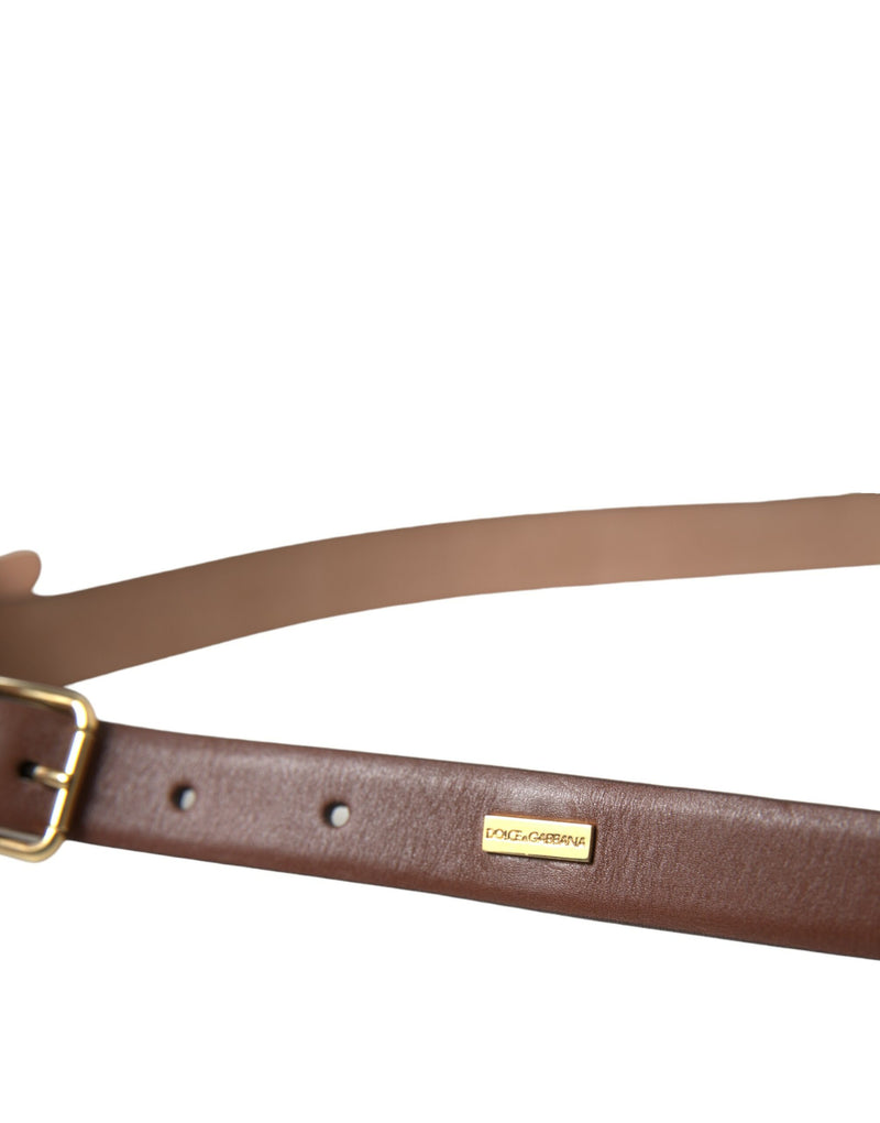 Dolce & Gabbana Elegant Brown Calf Leather Waist Women's Belt