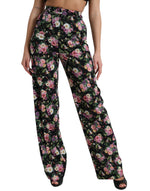 Dolce & Gabbana Floral High Waist Wide Leg Women's Pants