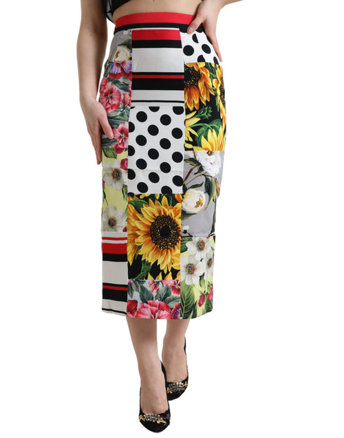 Dolce & Gabbana Glamorous High Waist Patchwork Midi Women's Skirt