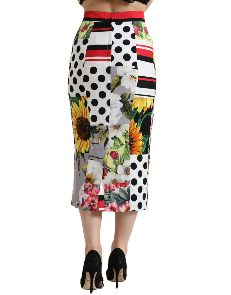 Dolce & Gabbana Glamorous High Waist Patchwork Midi Women's Skirt