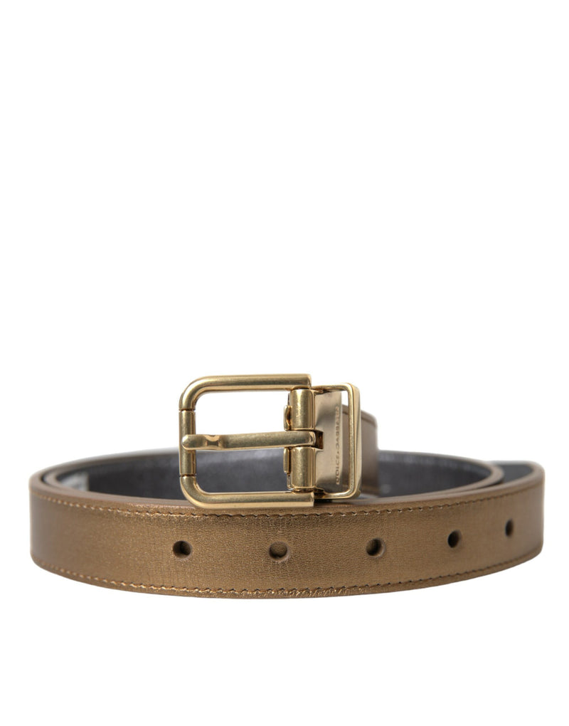 Dolce & Gabbana Metallic Gold Leather Belt - Timeless Men's Elegance