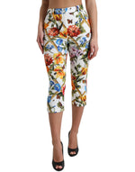 Dolce & Gabbana Floral High Waist Cropped Fashion Women's Pants