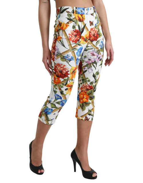 Dolce & Gabbana Floral High Waist Cropped Fashion Women's Pants