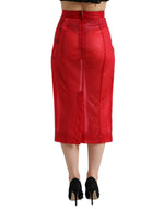 Dolce & Gabbana Chic Red High Waist Sheer Midi Women's Skirt