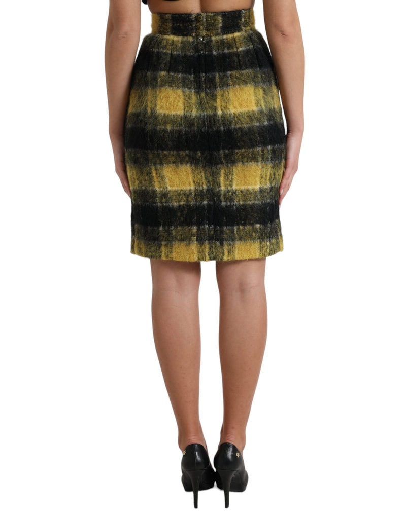 Dolce & Gabbana High Waist Check Print Silk-Lined Mini Women's Skirt