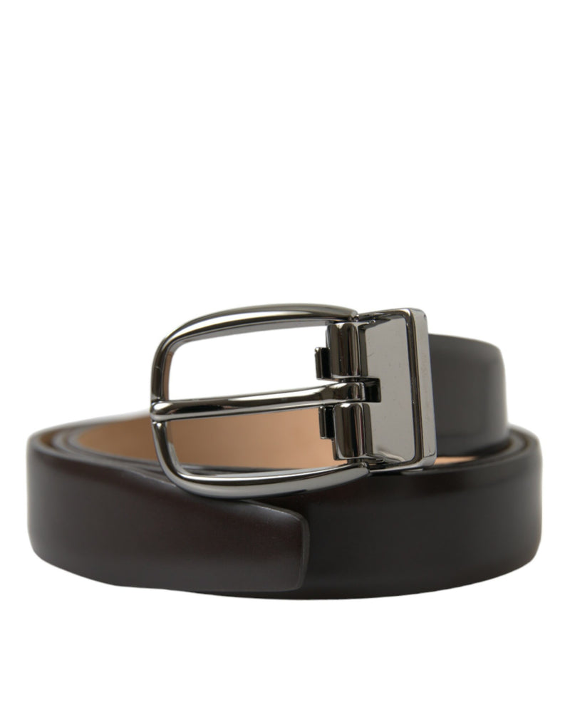 Dolce & Gabbana Elegant Dark Brown Calf Leather Men's Belt