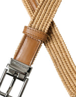 Dolce & Gabbana Elegant Beige Woven Leather Men's Belt