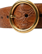 Dolce & Gabbana Elegant Exotic Leather Belt - Rich Men's Brown